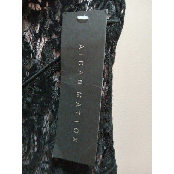 Aidan Mattox Straight Illusion V Neck Floral Lace Evening Gown - Picture 5 of 9